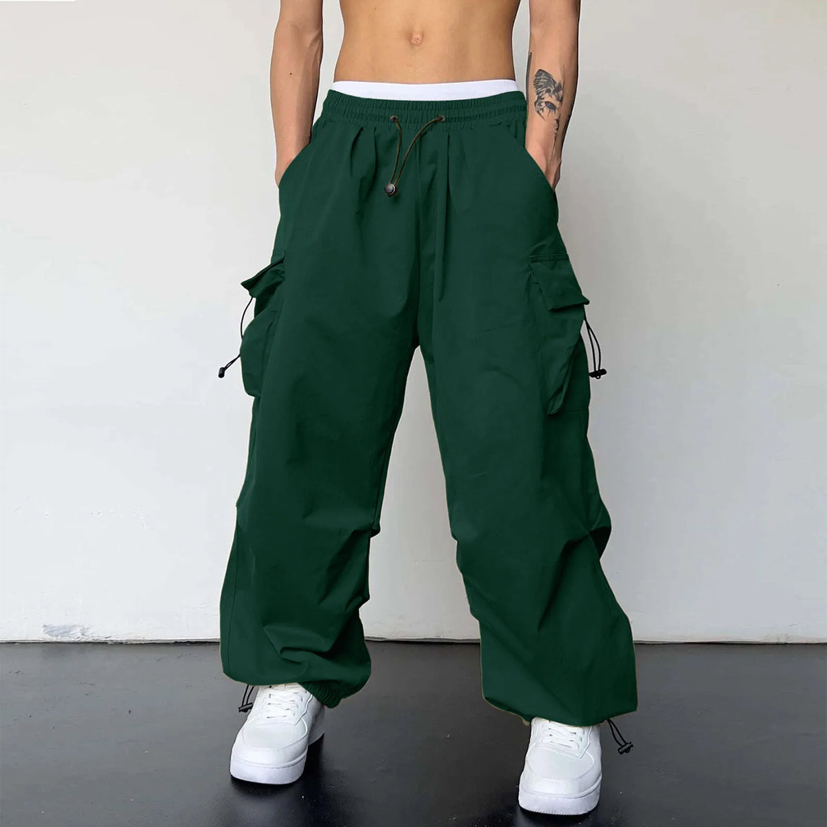 MoveX Y2K Wide-Leg Parachute Cargo Pants
