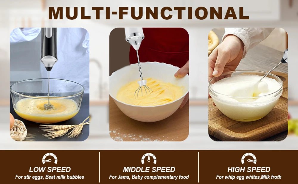 Rechargeable Handheld Milk Frother for Latte & Cappuccino