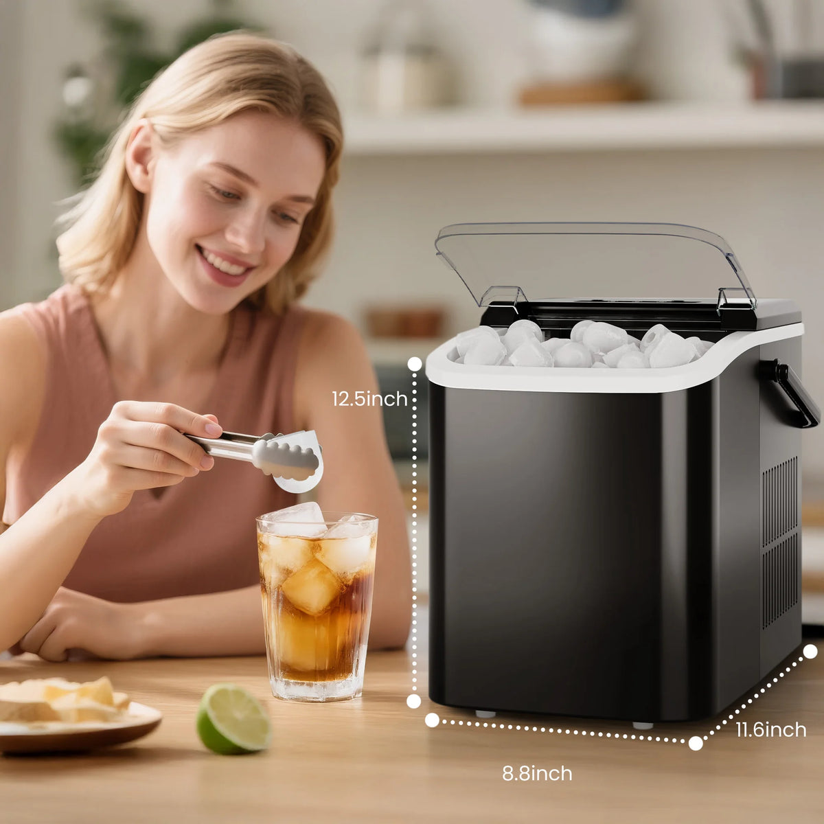 Portable Countertop Ice Maker – 9 Bullet Cubes in 6 Min, Self-Cleaning
