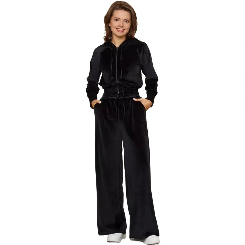 MoveX Women's Velour Zip-Up Tracksuit Set