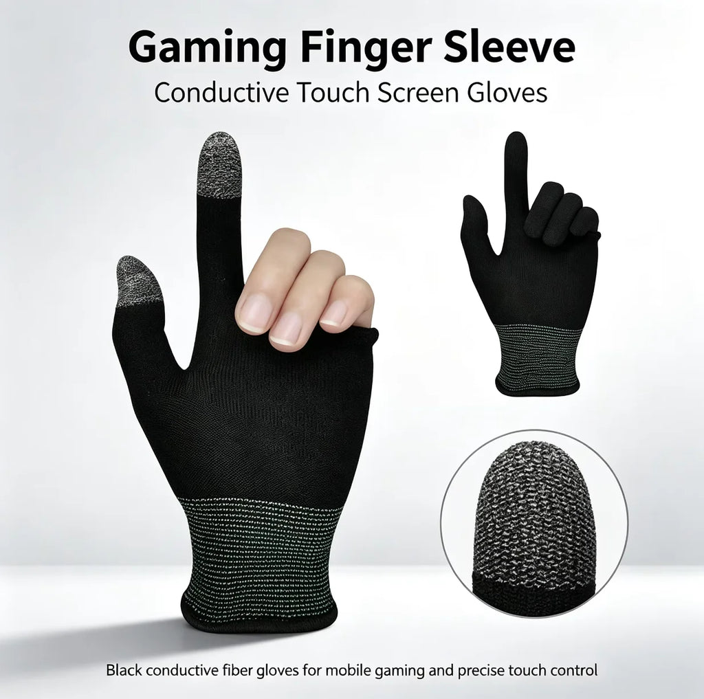 Mobile Gaming Finger Sleeves – Sweatproof Silver Fiber