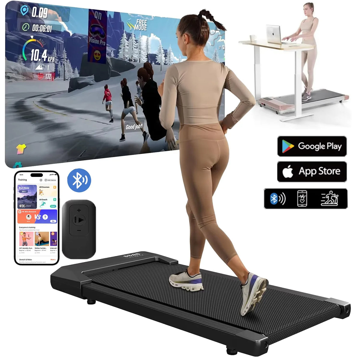 2-in-1 Walking Pad Treadmill – 2.5HP, 300 lb Capacity, LCD Display