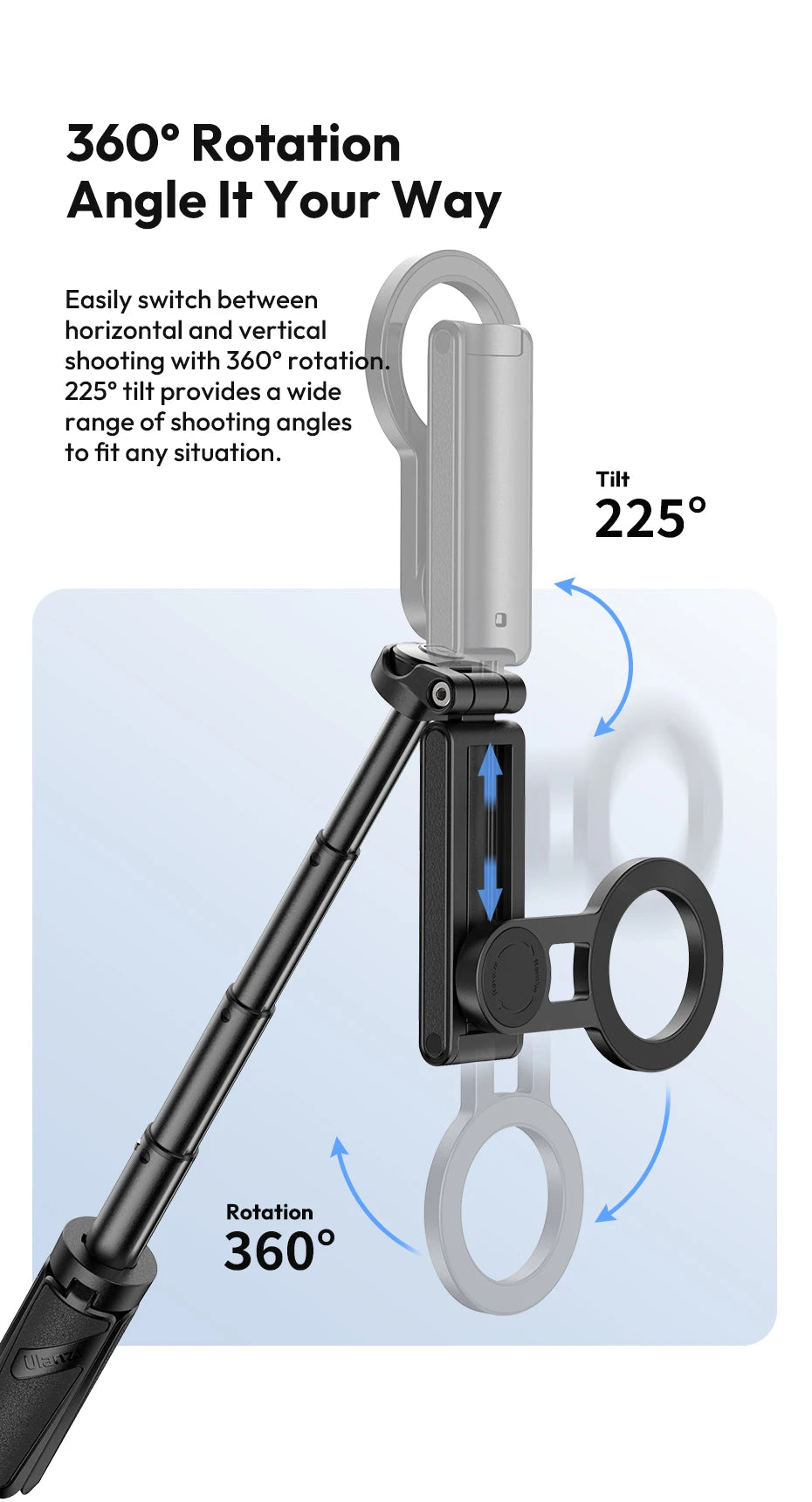 Ulanzi JJ03 Magnetic Phone Tripod & Selfie Stick with Remote