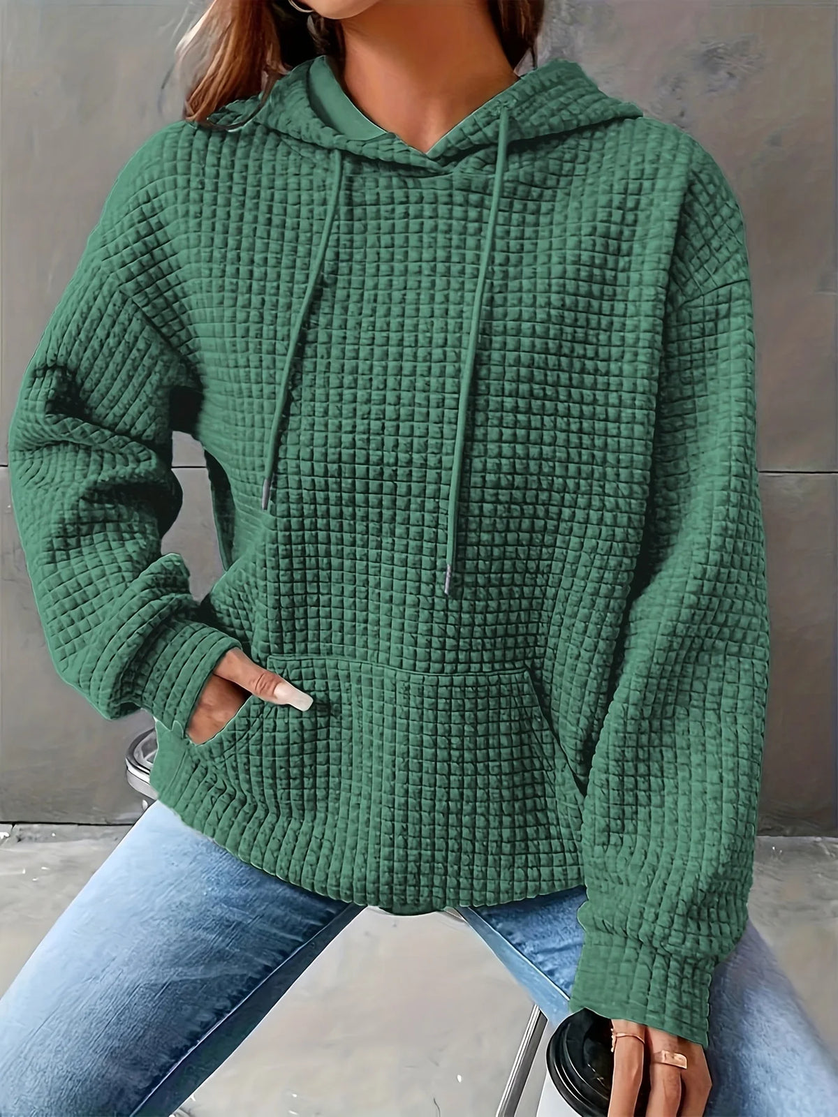 MoveX Women's Cropped Waffle-Knit Hoodie