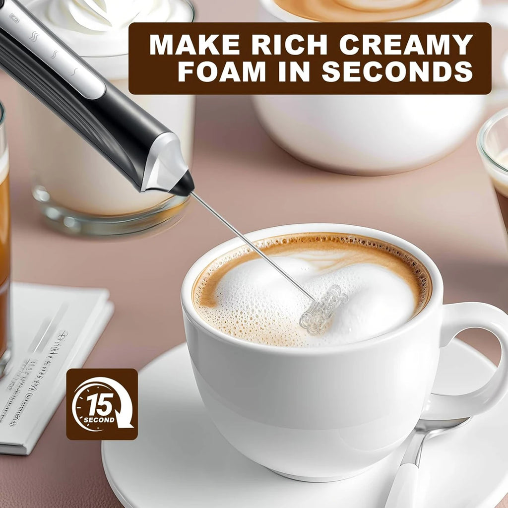 Rechargeable Handheld Milk Frother for Latte & Cappuccino