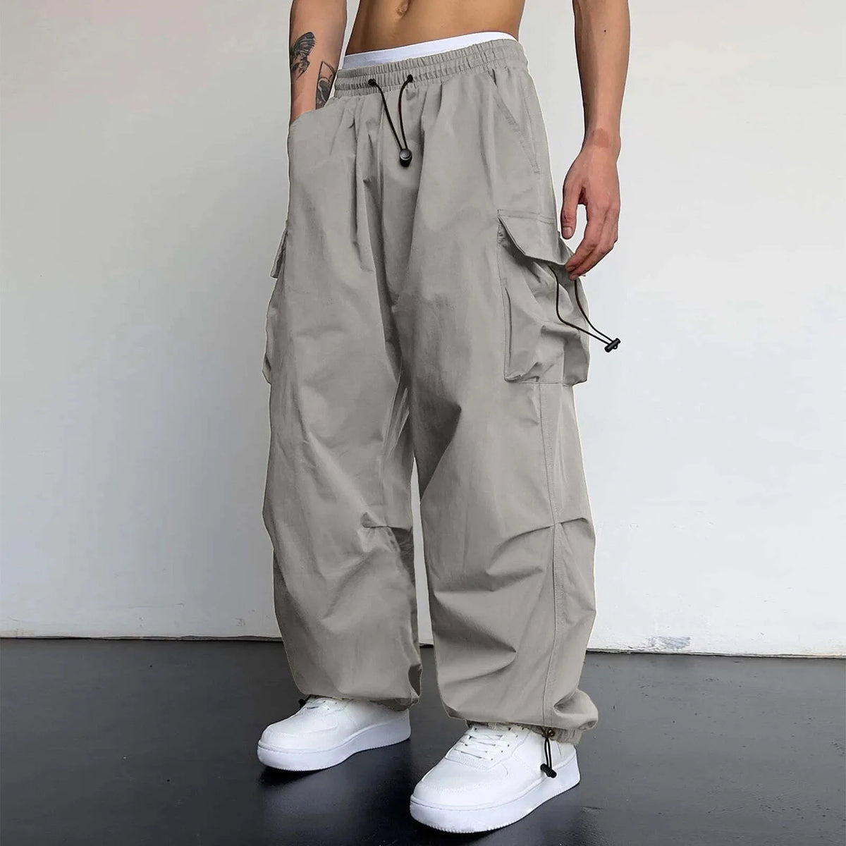 MoveX Y2K Wide-Leg Parachute Cargo Pants