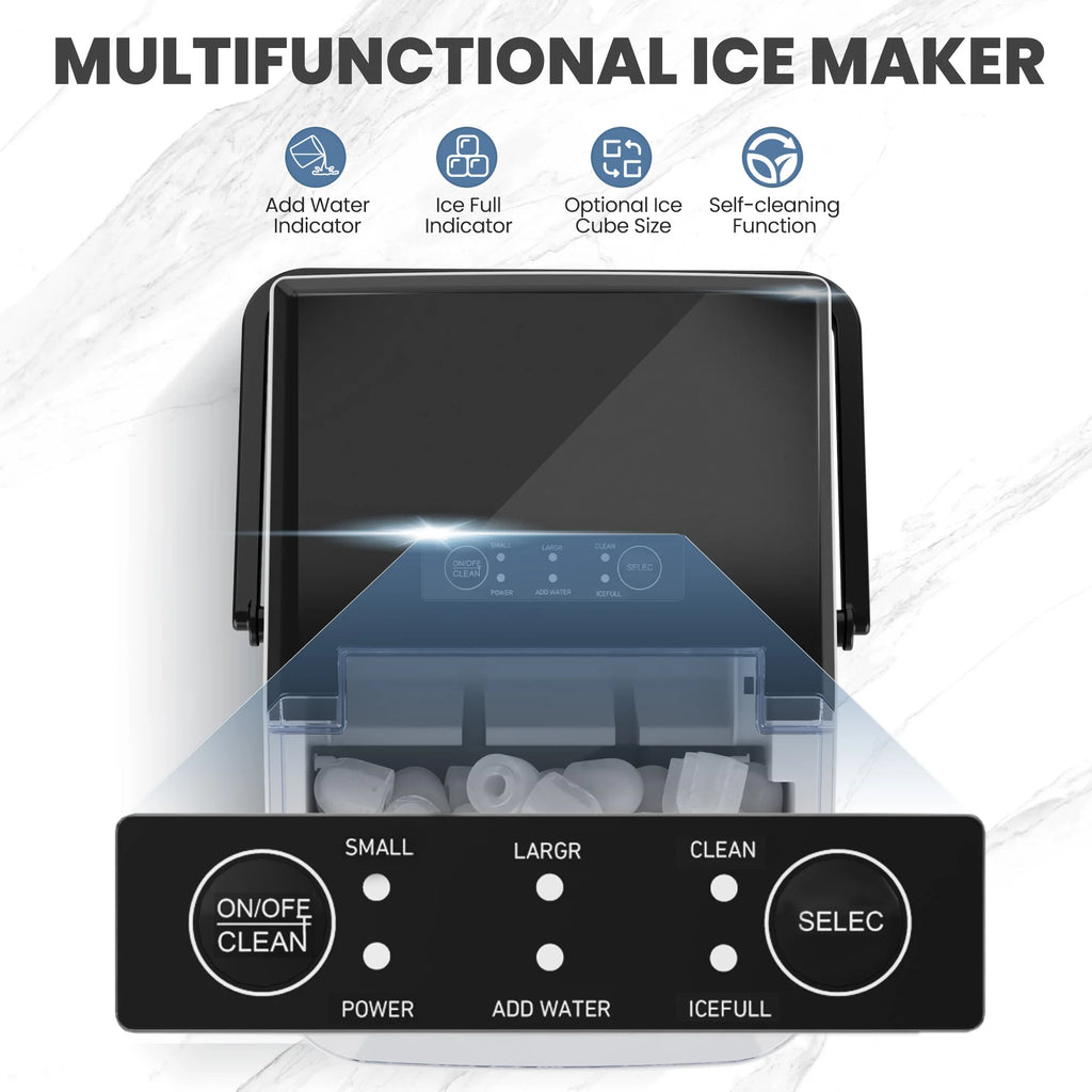 Portable Countertop Ice Maker – 9 Bullet Cubes in 6 Min, Self-Cleaning