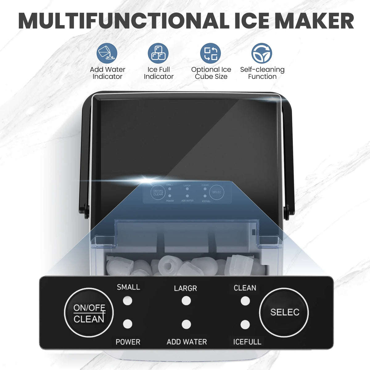 Portable Countertop Ice Maker – 9 Bullet Cubes in 6 Min, Self-Cleaning