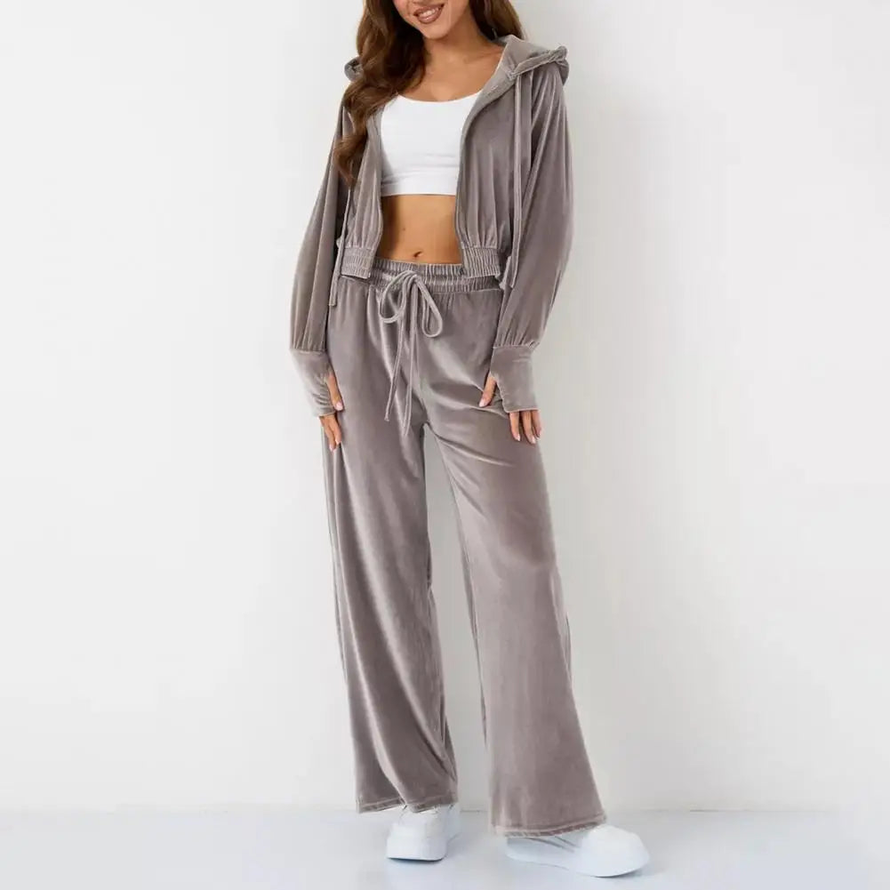 MoveX Women's Velour Zip-Up Tracksuit Set