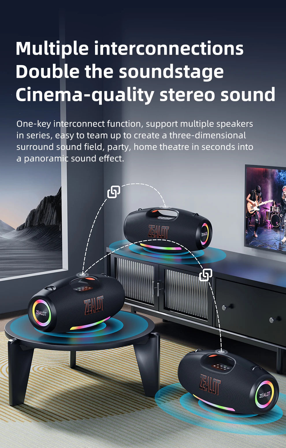 ZEALOT S89 250W Waterproof Portable Bluetooth Speaker with Deep Bass