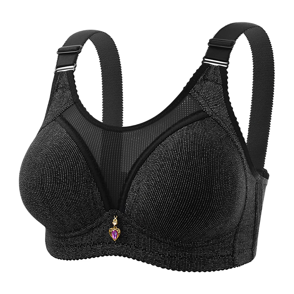 MoveX Women's Wide-Strap Push-Up Sports Bra