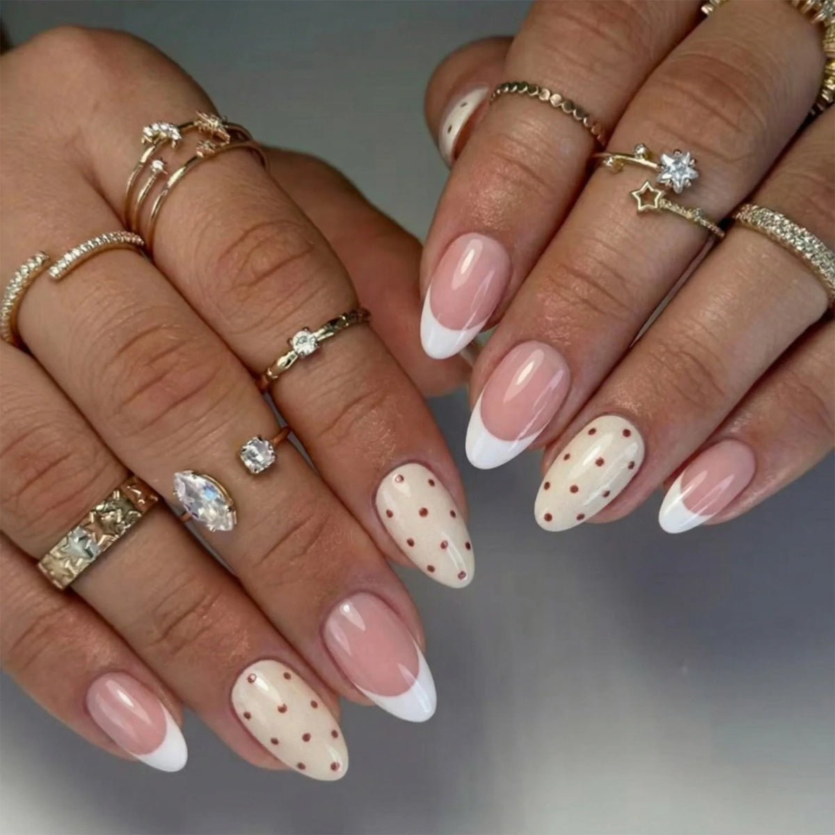 Light Blue Bow Press-On Nails – Short Almond, Reusable