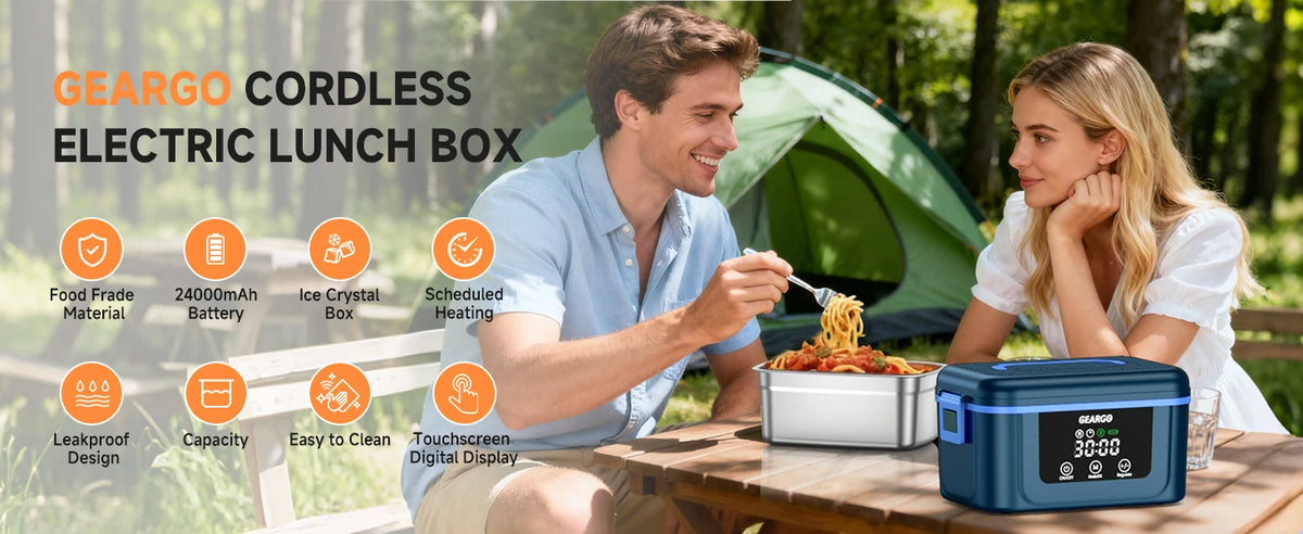 Cordless Self-Heating Electric Lunch Box – 1.4L, Rechargeable