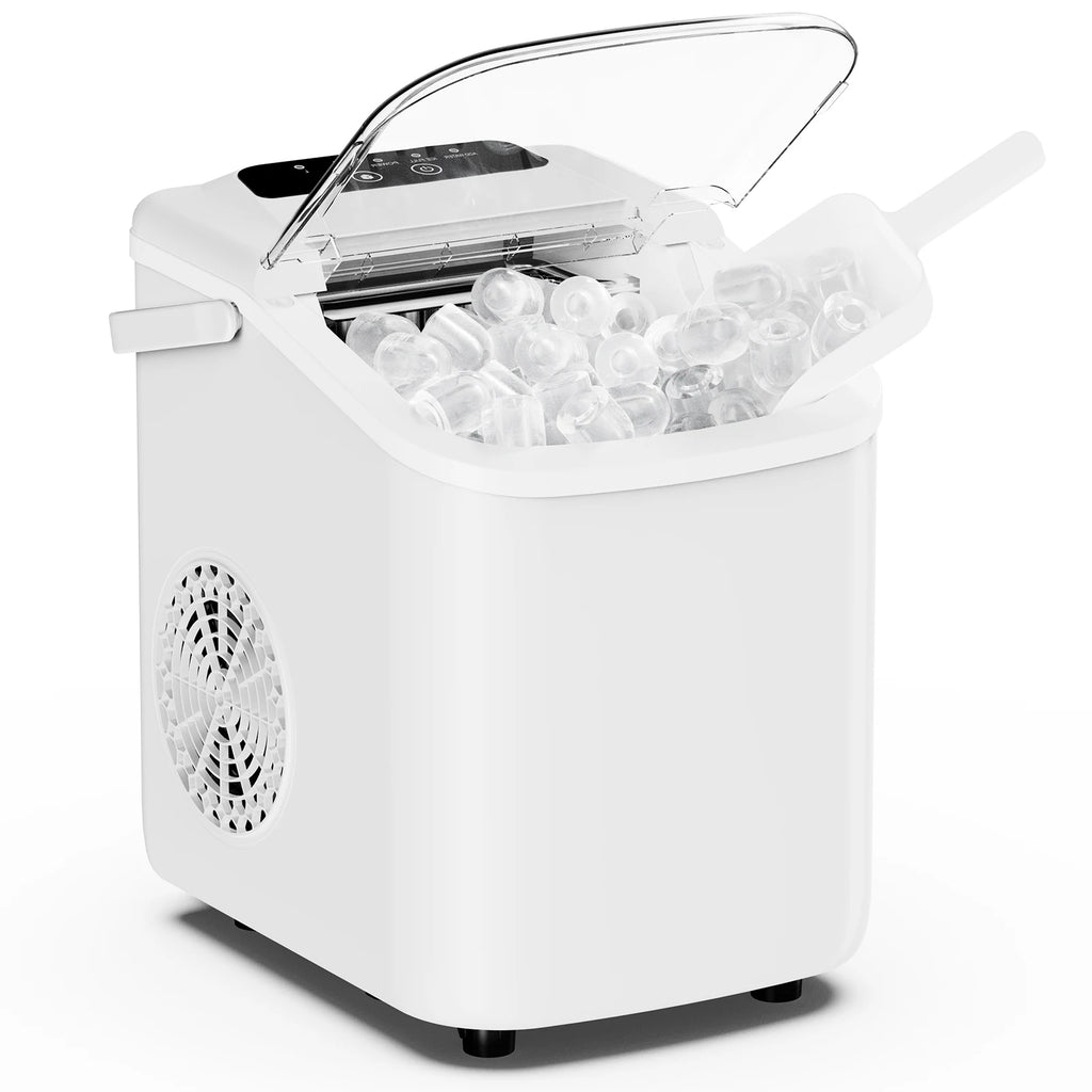 Compact Countertop Ice Maker with Scoop & Basket – 26.5 lbs/Day