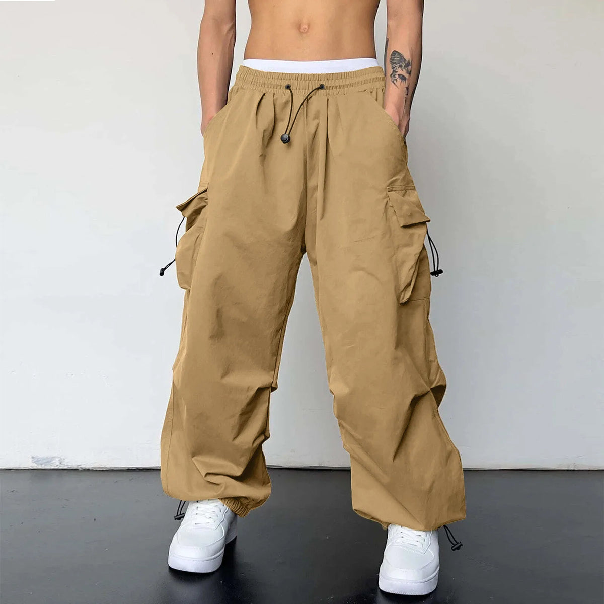 MoveX Y2K Wide-Leg Parachute Cargo Pants