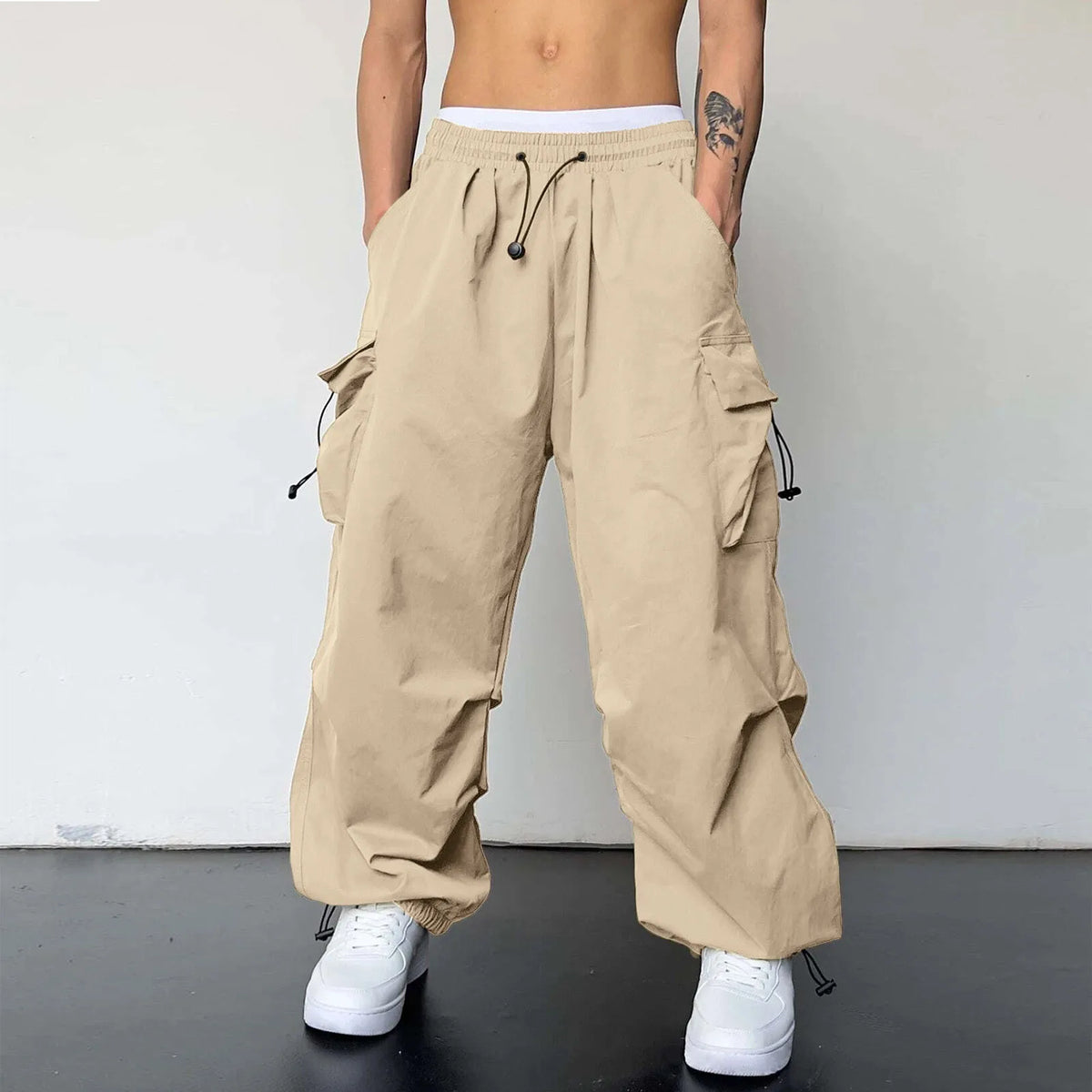 MoveX Y2K Wide-Leg Parachute Cargo Pants