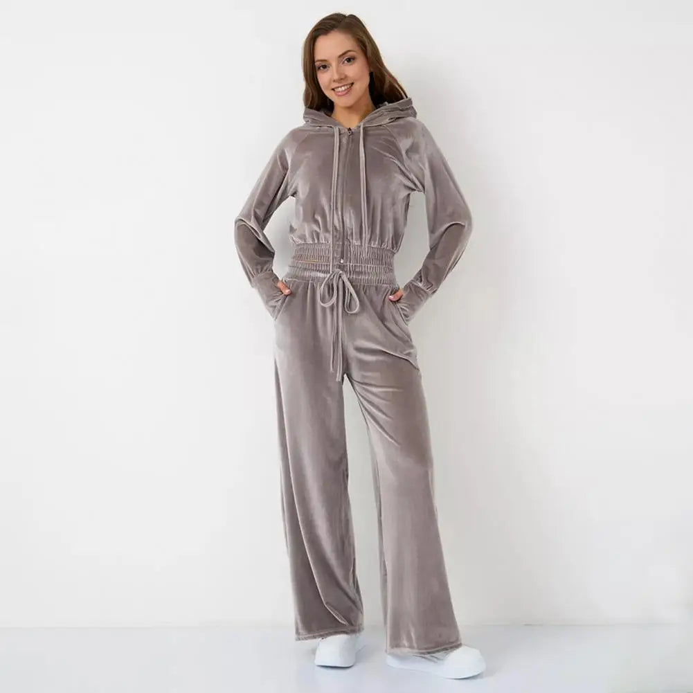 MoveX Women's Velour Zip-Up Tracksuit Set