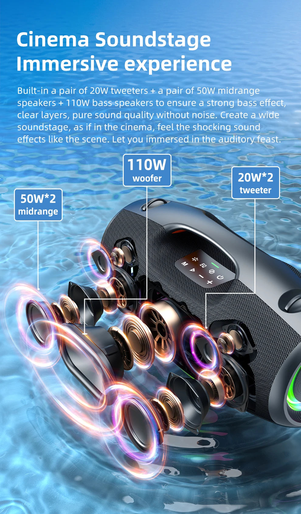 ZEALOT S89 250W Waterproof Portable Bluetooth Speaker with Deep Bass