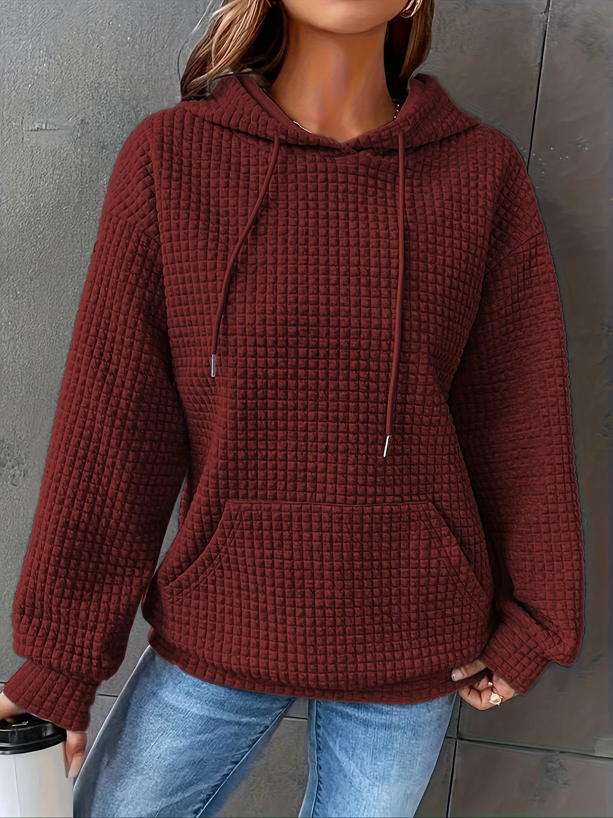 MoveX Women's Cropped Waffle-Knit Hoodie