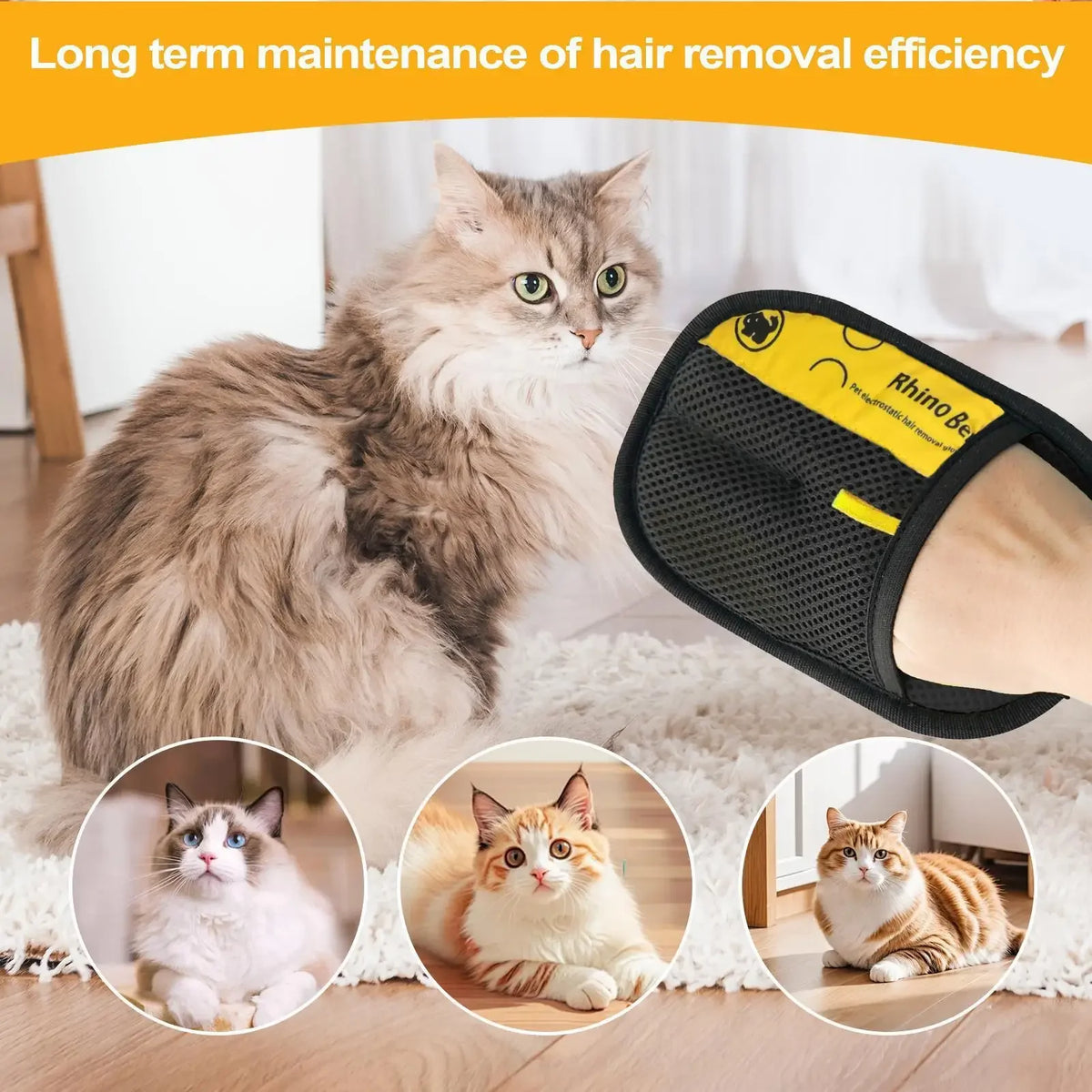Pet Hair Remover Grooming Glove for Dogs & Cats