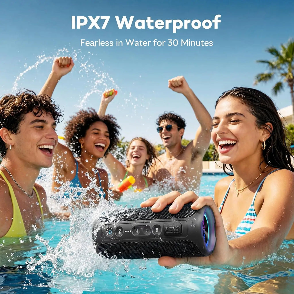 Ortizan 40W Portable Bluetooth Speaker – IPX7 Waterproof, RGB Lights