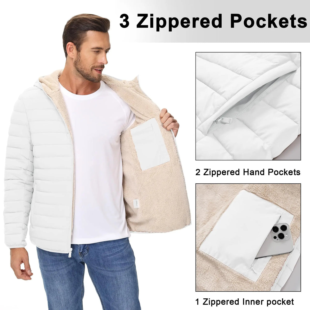 MoveX Sherpa-Lined Hooded Puffer Jacket