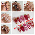 Pearl Starlight Almond Press-On Nails – 24 Pcs (Assorted Designs)