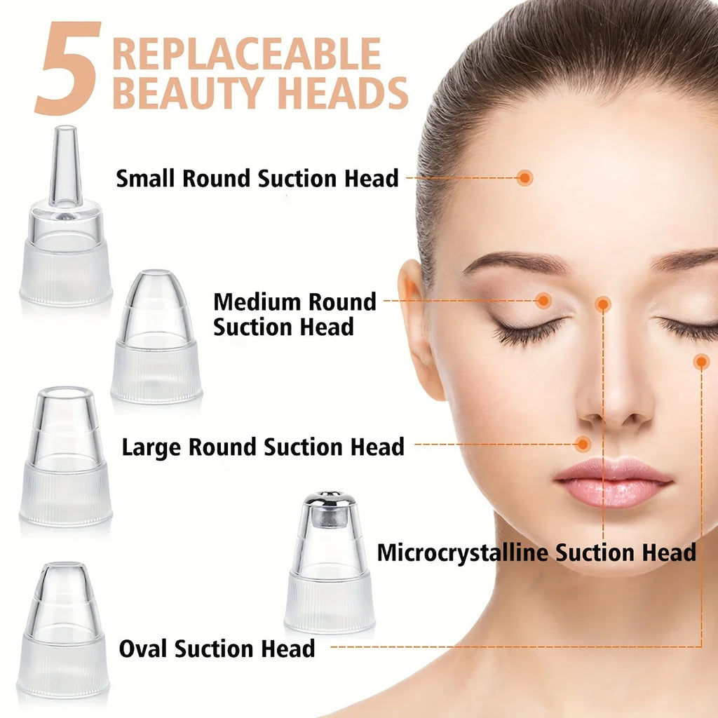 Electric Pore Vacuum Blackhead Remover – 3 Suction Levels, 5 Heads