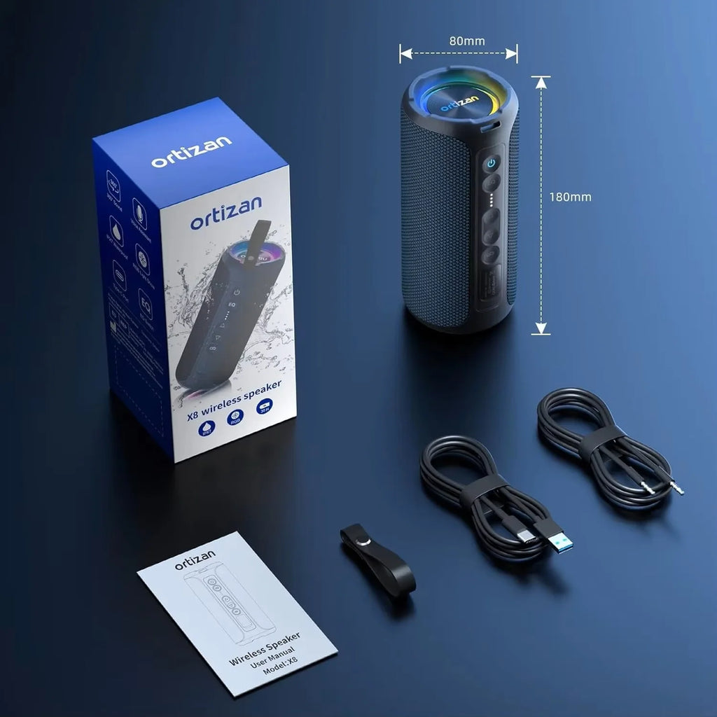 Ortizan 40W Portable Bluetooth Speaker – IPX7 Waterproof, RGB Lights
