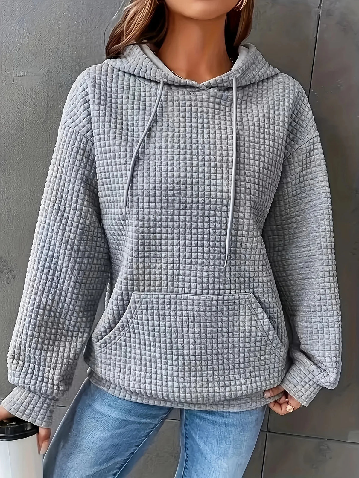 MoveX Women's Cropped Waffle-Knit Hoodie