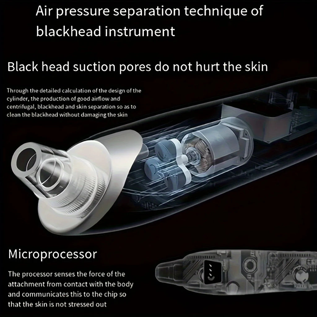 Electric Pore Vacuum Blackhead Remover – 3 Suction Levels, 5 Heads