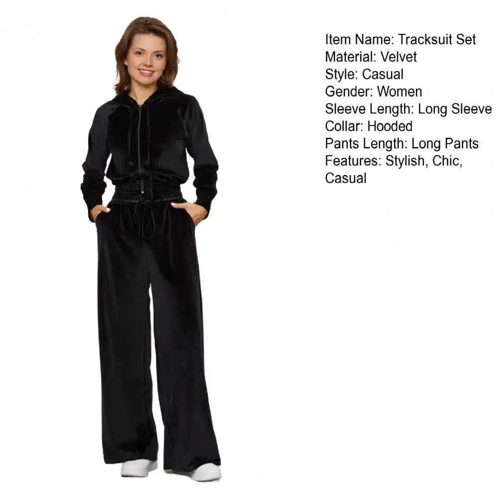 MoveX Women's Velour Zip-Up Tracksuit Set