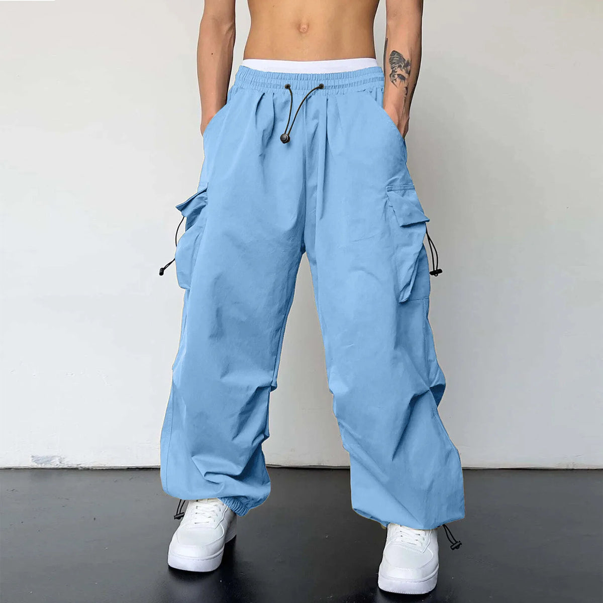 MoveX Y2K Wide-Leg Parachute Cargo Pants