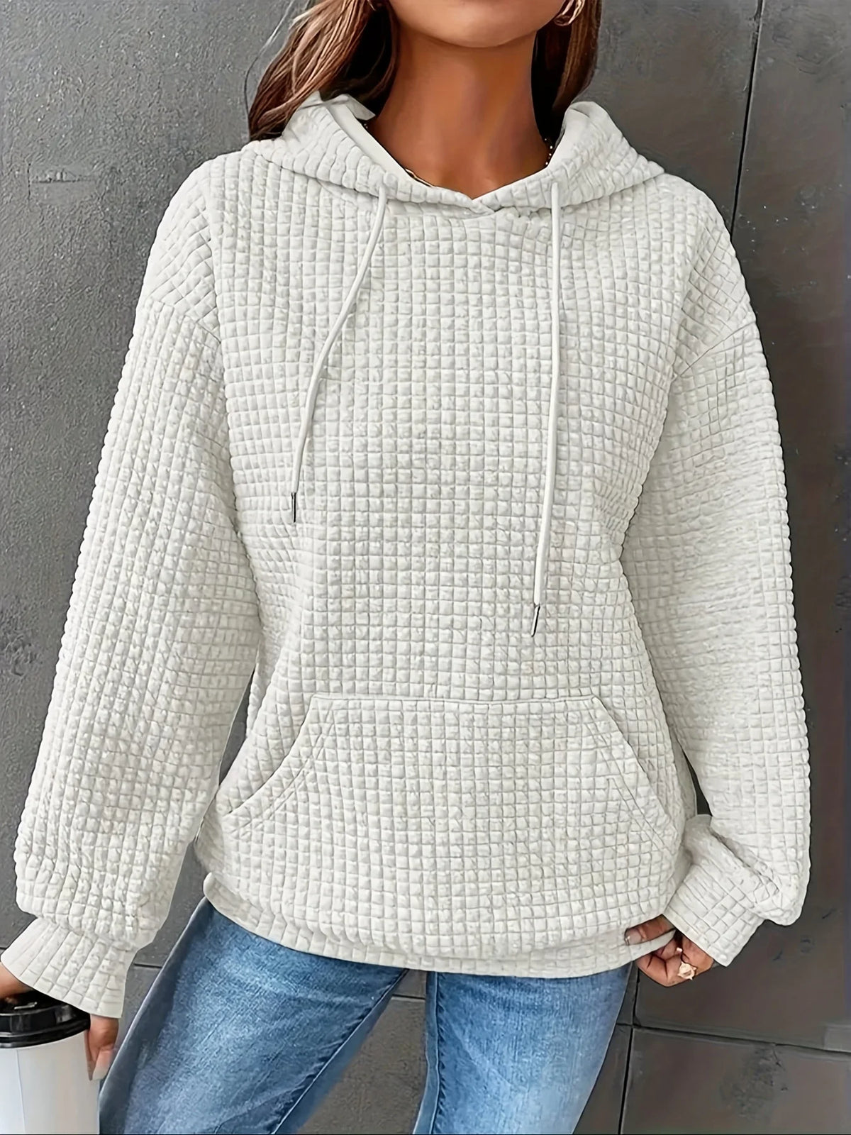 MoveX Women's Cropped Waffle-Knit Hoodie
