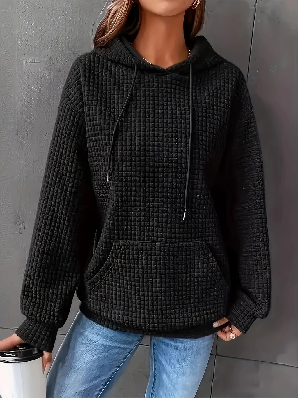 MoveX Women's Cropped Waffle-Knit Hoodie