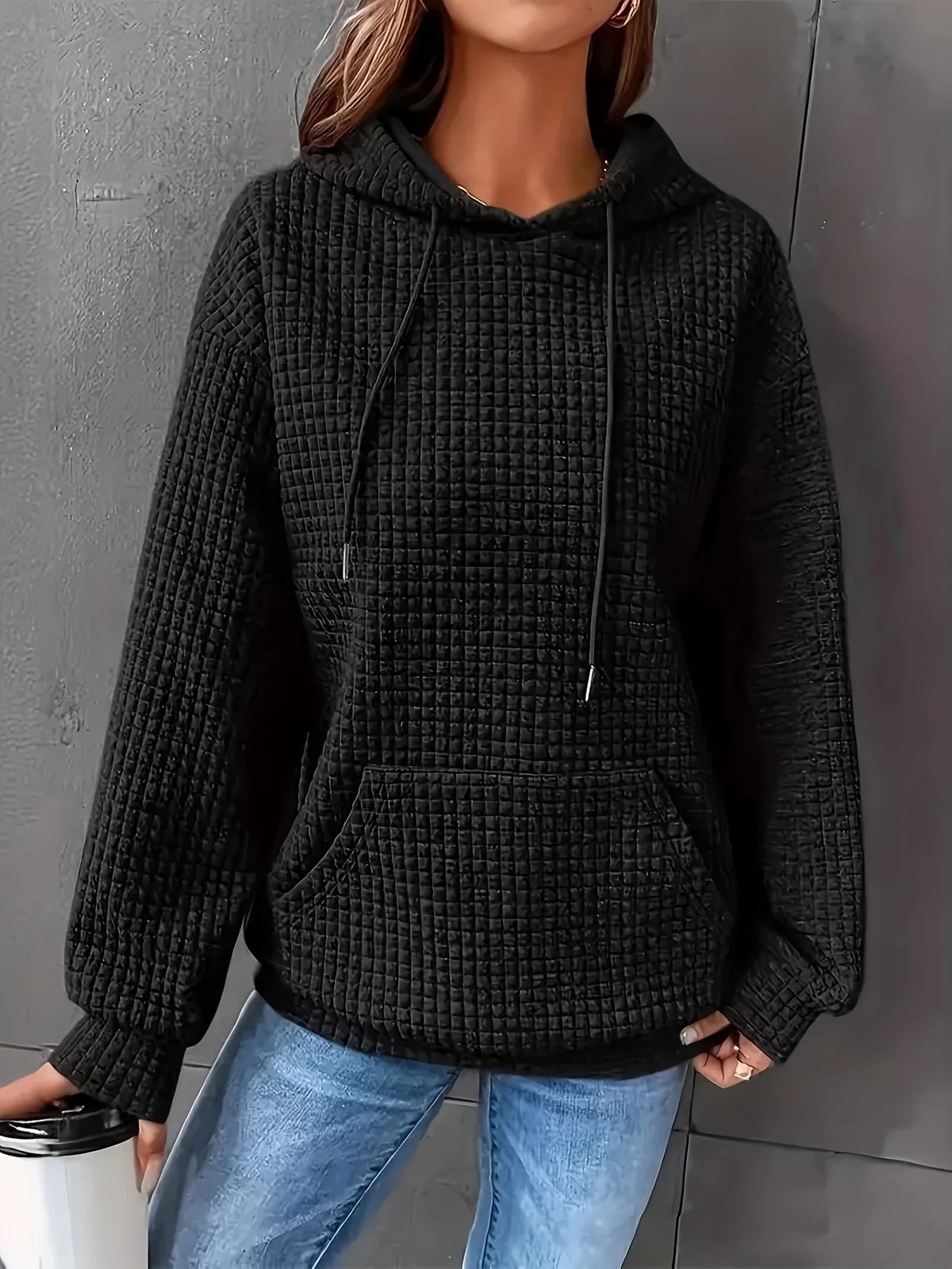 MoveX Women's Cropped Waffle-Knit Hoodie