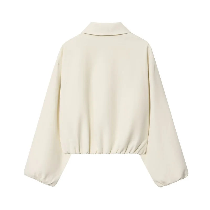 MoveX Women's Cropped Puffer Bomber Jacket