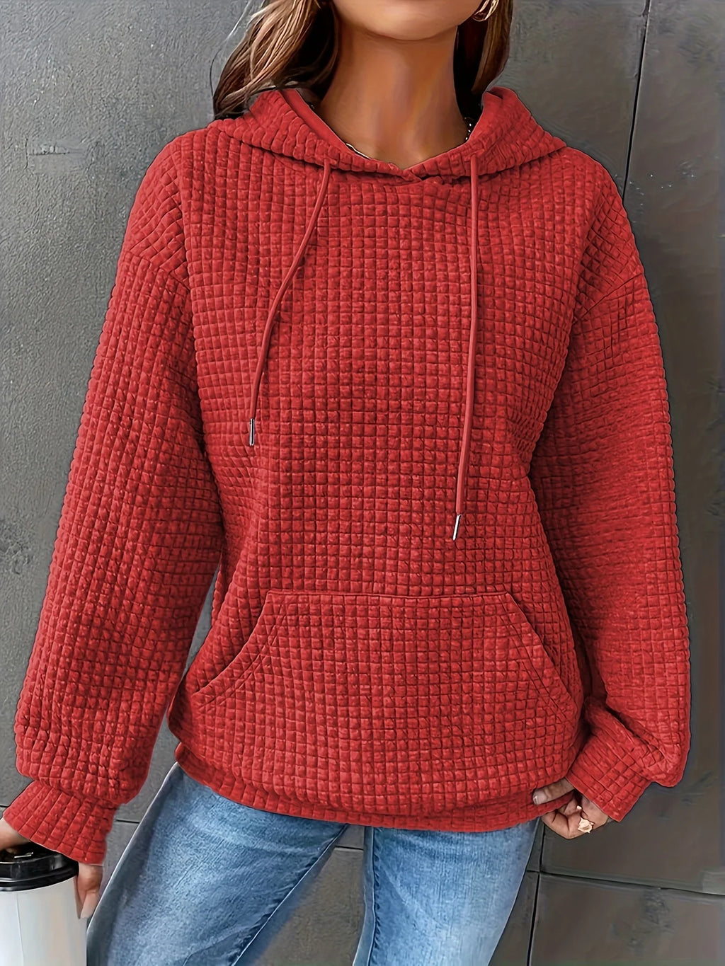 MoveX Women's Cropped Waffle-Knit Hoodie
