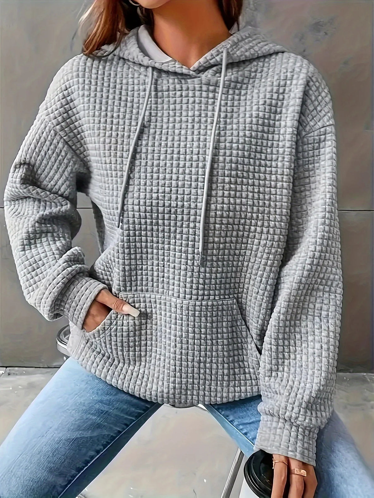 MoveX Women's Cropped Waffle-Knit Hoodie