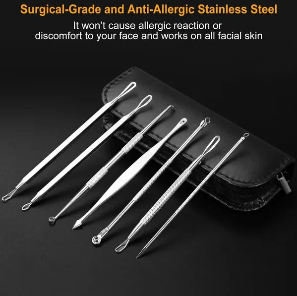 7 piece blackhead extractor tool kit stainless steel with case - image 2