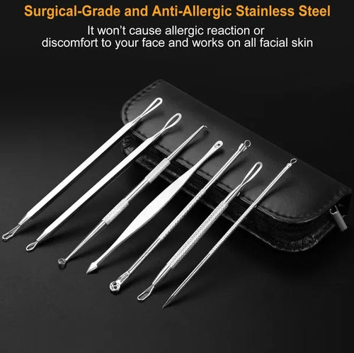 7 piece blackhead extractor tool kit stainless steel with case - image 2