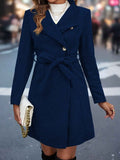 Women's Navy Belted Coat