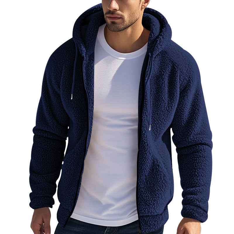 MoveX Men's Sherpa Fleece Hooded Jacket Full Zip Warm Teddy Hoodie Coat