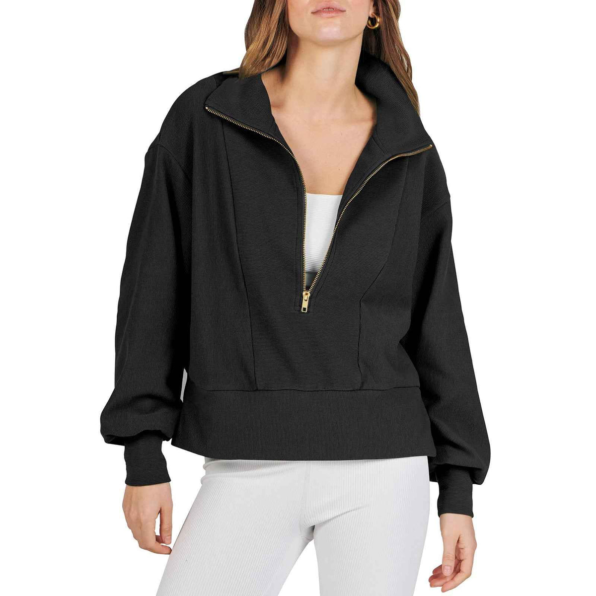 MoveX Women's Half Zip Pullover Sweatshirt Funnel Neck Long Sleeve Top