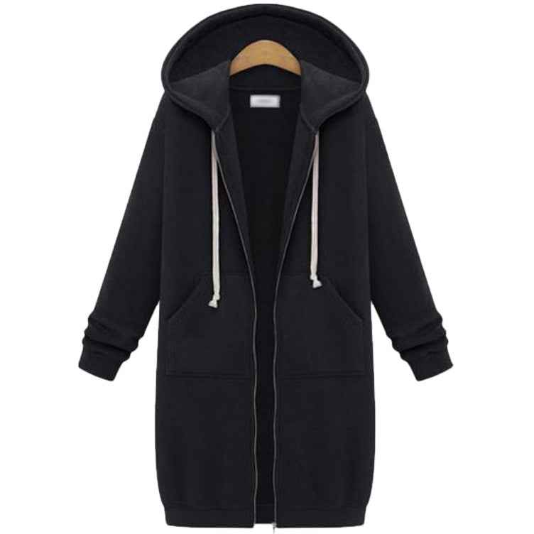 MoveX Women's Long Zip Up Hoodie Jacket Fleece Tunic Sweatshirt Coat Plus Size