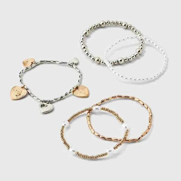 Heart Charm Bracelet Set