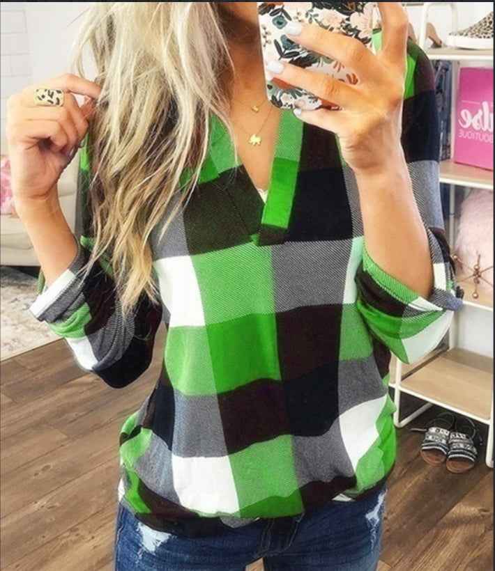 Women's Plaid Tunic Blouse