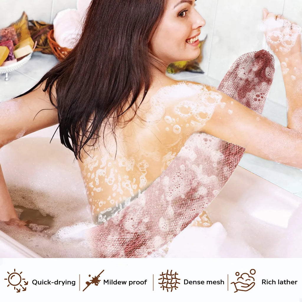 Exfoliating net body sponge long stretch mesh black - image 2
