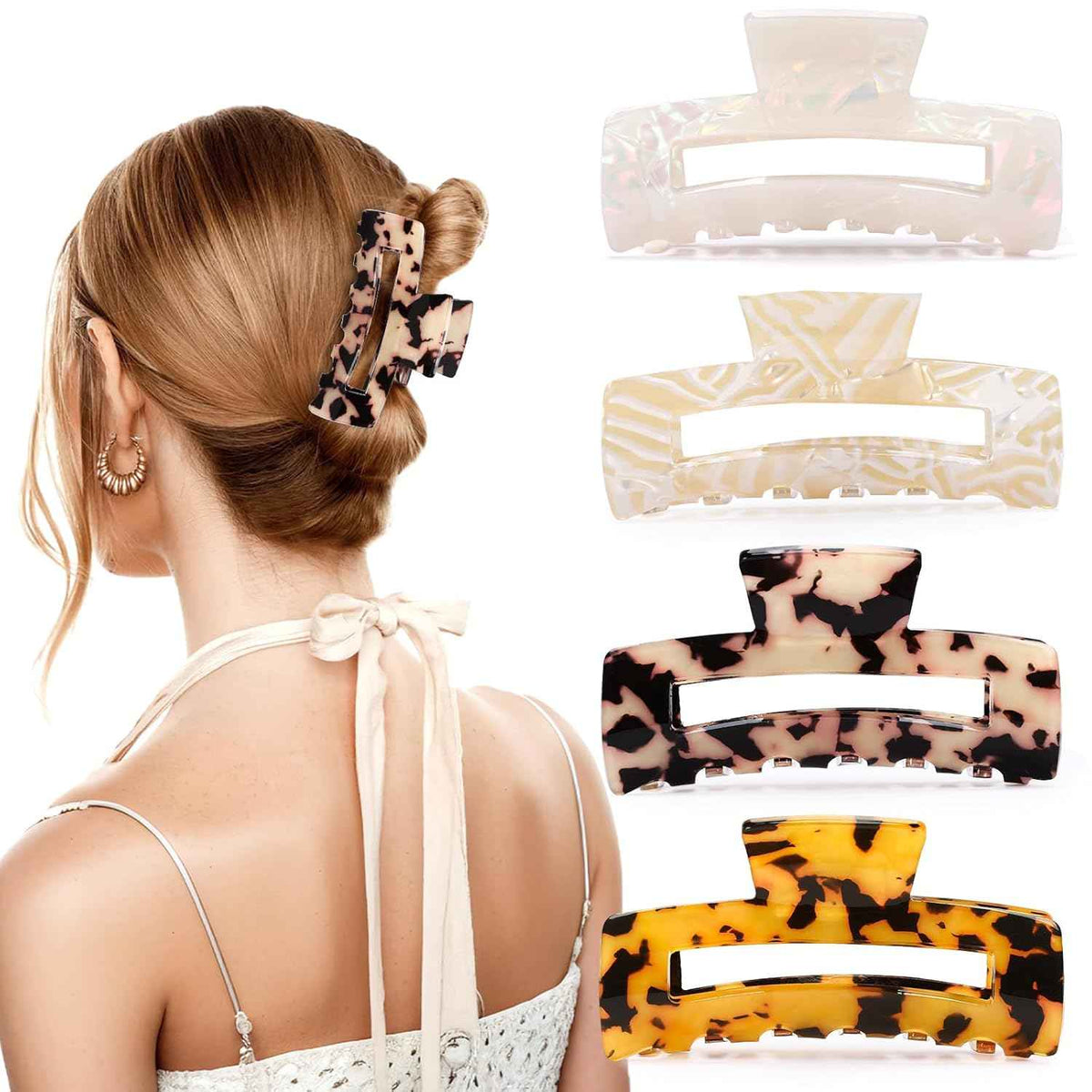 Tortoise Hair Claw Clips 4-Pack