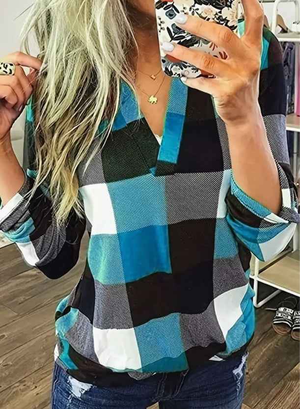 Women's Plaid Tunic Blouse